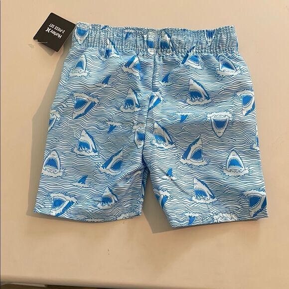 Hurley Blue Rashguard Swim Set with Shark Design - Picture 4 of 4